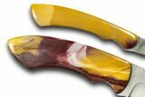 Pocket Knife Pair with Mookaite Jasper Inlays and Sheath #370852-4